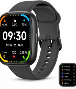 Ostark Smart Watch, Alexa Built-in, Bluetooth Call, 1.83" Touch Screen | IP68 Waterproof, display tracks heart rate, SpO2 & sleep, 100+ sports modes, Android and iOS smartphones
