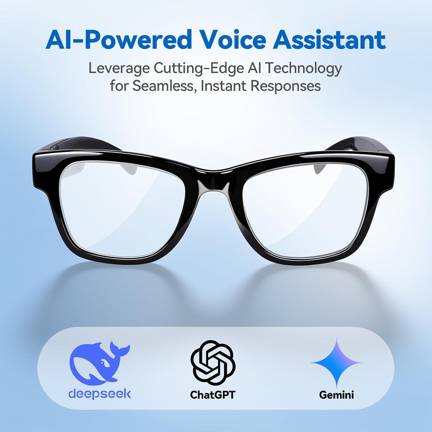 AI Smart Glasses with ChatGPT – Bluetooth, Real-Time Translation, Music & Hands-Free Calls, Photochromic Lenses, UV & Blue Light Protection for Men & Women - Image 2