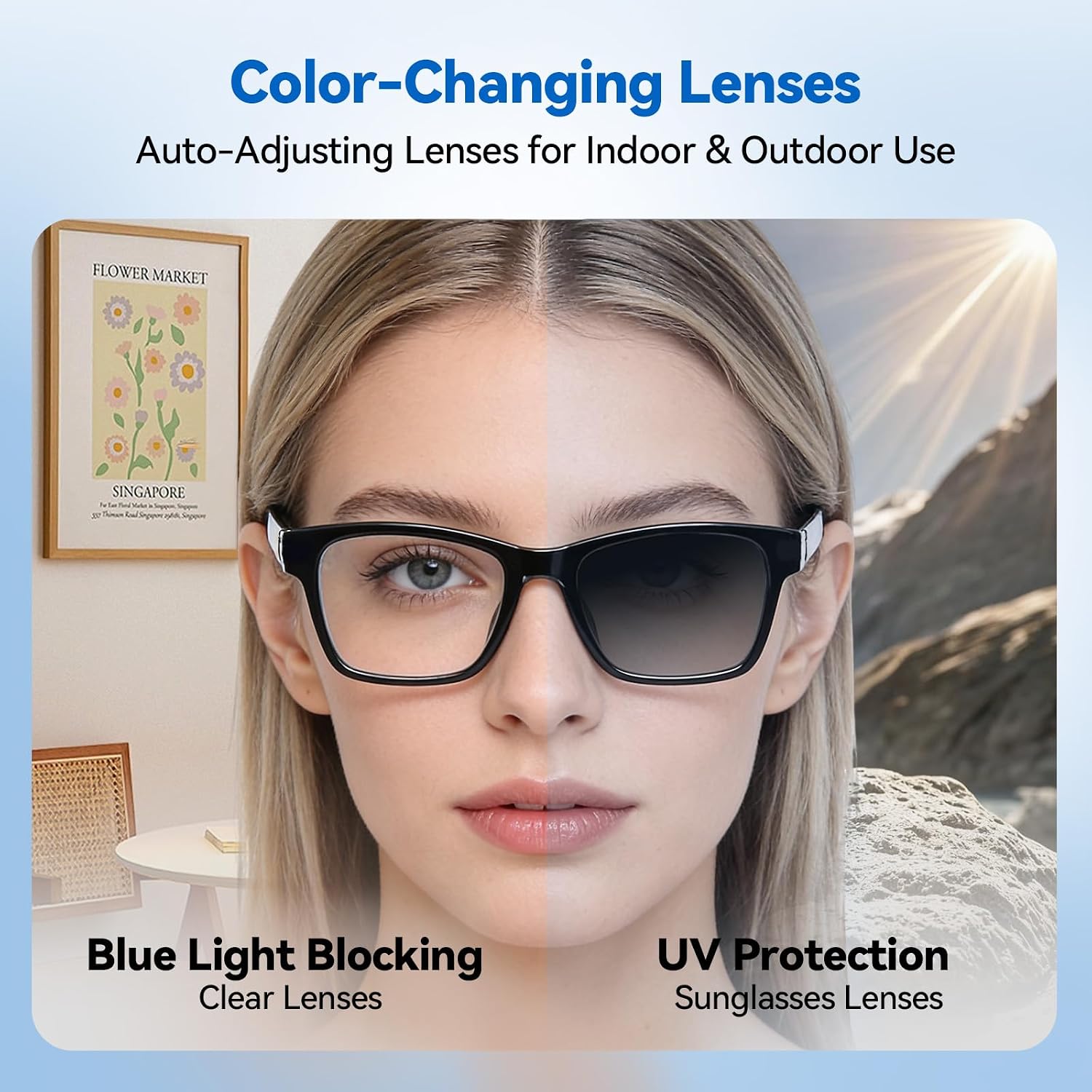 AI Smart Glasses with ChatGPT – Bluetooth, Real-Time Translation, Music & Hands-Free Calls, Photochromic Lenses, UV & Blue Light Protection for Men & Women - Image 7