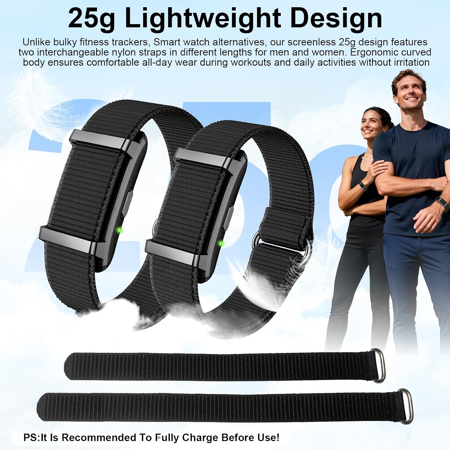 Smart Bracelet Fitness Trackers for Men Women, Smart Watch 24/7 Heart Rate Sleep Stress HRV Monitor, 170+ Sports Modes, 2 Bands, Free APP - Image 4